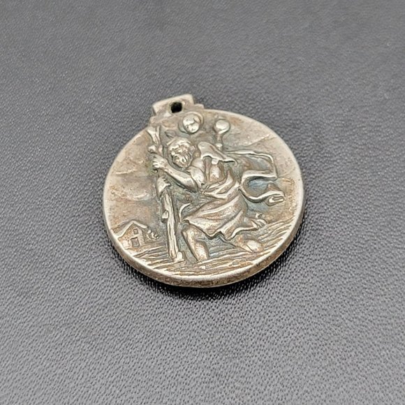 Saint Christopher Silver Medal Charm Religious St Peters Square Vintage - Picture 1 of 4